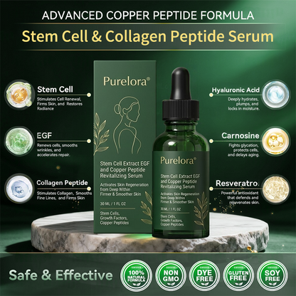 Purelora® Stem Cell–Derived EGF & Copper Peptide Activating Serum  (Deeply activates skin renewal from within for firmer, smoother-looking skin)