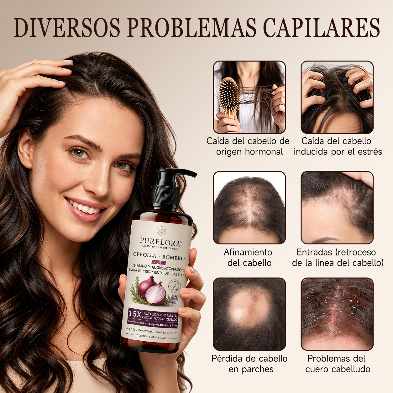 🌿👨‍⚕️ Tienda oficial en EE. UU. 🇺🇸 | 🔥 Champú y acondicionador 2 en 1 PURELORA® de cebolla y romero con complejo activo 15X para el crecimiento capilar: para un cabello con apariencia más gruesa, abundante y fuerte.
