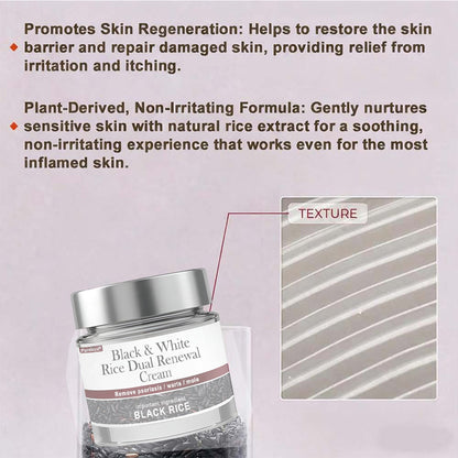 Online Pharmacy | New Arrival Purelora® Black & White Rice Dual Renewal Cream (For removing warts, skin growths & keratin buildup, followed by intensive barrier repair to fade dark spots and prevent scarring)