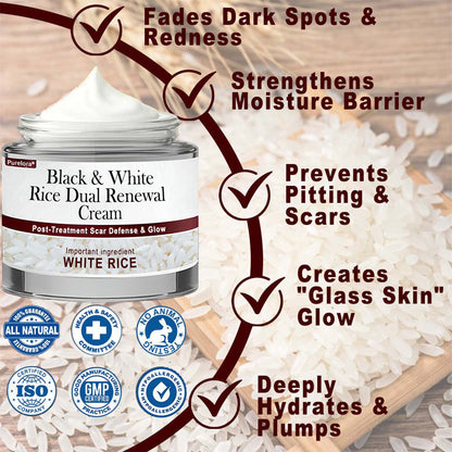 Online Pharmacy | New Arrival Purelora® Black & White Rice Dual Renewal Cream (For removing warts, skin growths & keratin buildup, followed by intensive barrier repair to fade dark spots and prevent scarring)