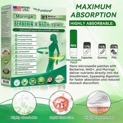 📢 Purelora® Moringa Berberine × NAD⁺ 10-in-1 Nano Microneedle Patch (Just once daily, visible changes in 7 days) ✅ Supports weight management, loose skin, diabetes care, sleep apnea, joint comfort, and more
