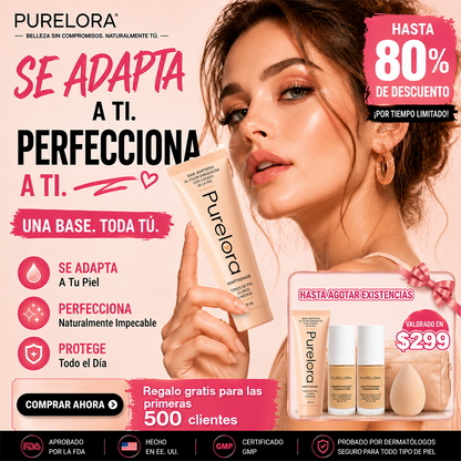 💖【Tienda Oficial】PURELORA® Base de maquillaje Adapta Shade — Base de maquillaje con cuidado de la piel que se adapta al tono