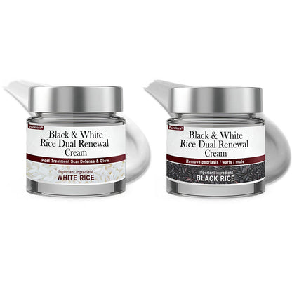 Online Pharmacy | New Arrival Purelora® Black & White Rice Dual Renewal Cream (For removing warts, skin growths & keratin buildup, followed by intensive barrier repair to fade dark spots and prevent scarring)