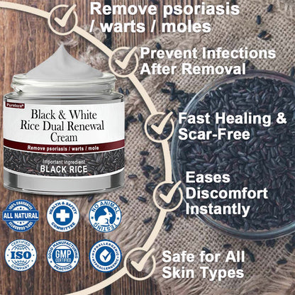 Online Pharmacy | New Arrival Purelora® Black & White Rice Dual Renewal Cream (For removing warts, skin growths & keratin buildup, followed by intensive barrier repair to fade dark spots and prevent scarring)