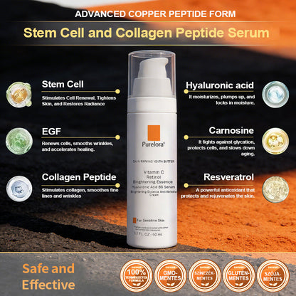 Purelora® Stem Cell Extract EGF and Copper Peptide Revitalizing Essence Cream (deeply activates the skin's internal regeneration, making the skin firmer and smoother)