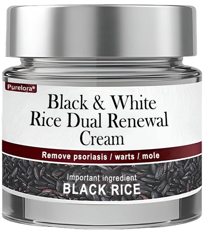 Online Pharmacy | New Arrival Purelora® Black & White Rice Dual Renewal Cream (For removing warts, skin growths & keratin buildup, followed by intensive barrier repair to fade dark spots and prevent scarring)