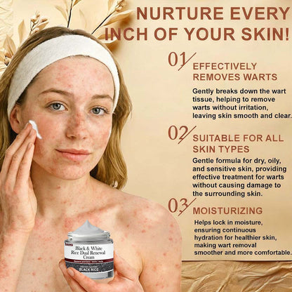 Online Pharmacy | New Arrival Purelora® Black & White Rice Dual Renewal Cream (For removing warts, skin growths & keratin buildup, followed by intensive barrier repair to fade dark spots and prevent scarring)