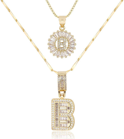 2 Pack -Initial Letter Pendant Necklaces
