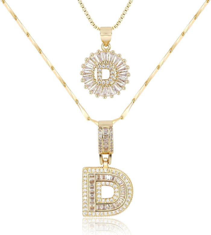 2 Pack -Initial Letter Pendant Necklaces