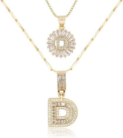 2 Pack -Initial Letter Pendant Necklaces
