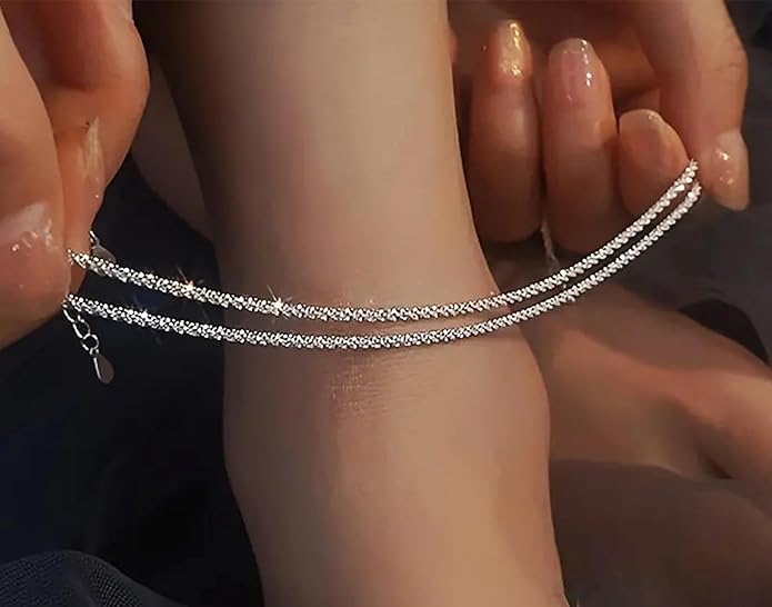 Bracelets for Women, Glitter WaterproofAdjustable Anklet for Women, Anklets, Summer BeachAnklet Jewelry