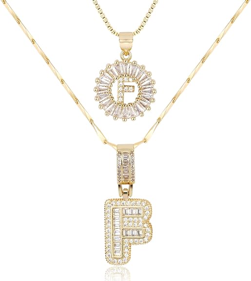 2 Pack -Initial Letter Pendant Necklaces