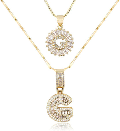 2 Pack -Initial Letter Pendant Necklaces