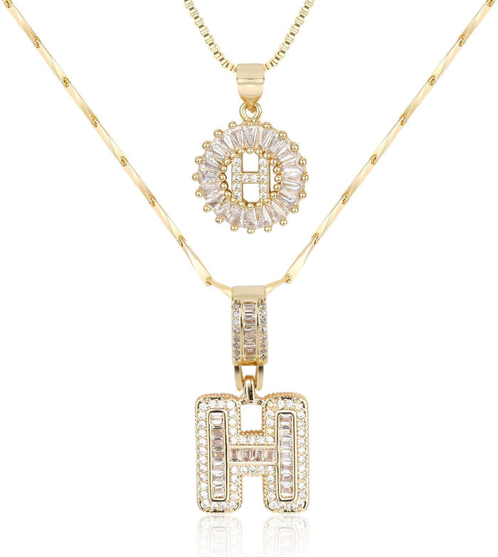2 Pack -Initial Letter Pendant Necklaces