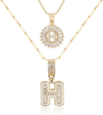 2 Pack -Initial Letter Pendant Necklaces