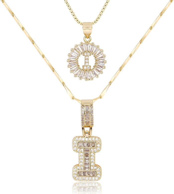 2 Pack -Initial Letter Pendant Necklaces