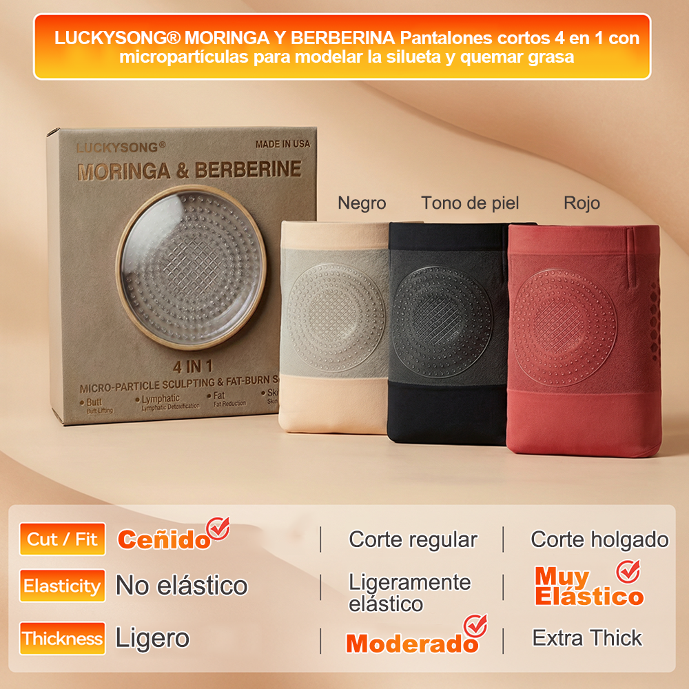 🔥Tienda Oficial de la Marca | LUCKYSONG®2026 Pantalones Cortos 4 en 1 de Moringa y Berberina: Moldeadores y Quema-Grasas con Micropartículas