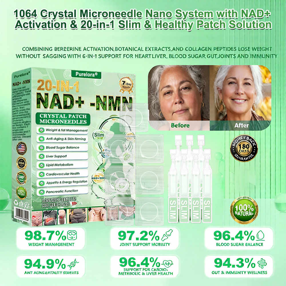 [FDA-Registered & GMP Certified] 👩‍⚕️Purelora® 1064 Crystal Microneedle Nano System with NAD⁺ Activation & 20-in-1 Slim & Healthy Pacth Solution