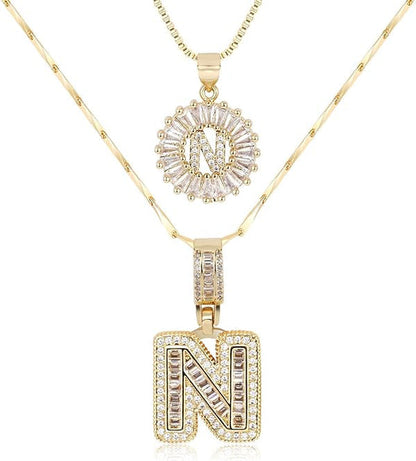 2 Pack -Initial Letter Pendant Necklaces