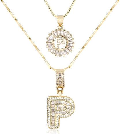 2 Pack -Initial Letter Pendant Necklaces