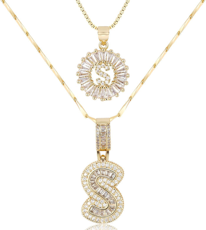 2 Pack -Initial Letter Pendant Necklaces