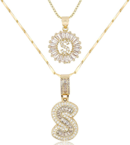 2 Pack -Initial Letter Pendant Necklaces