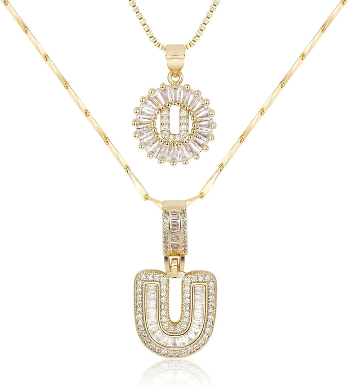 2 Pack -Initial Letter Pendant Necklaces