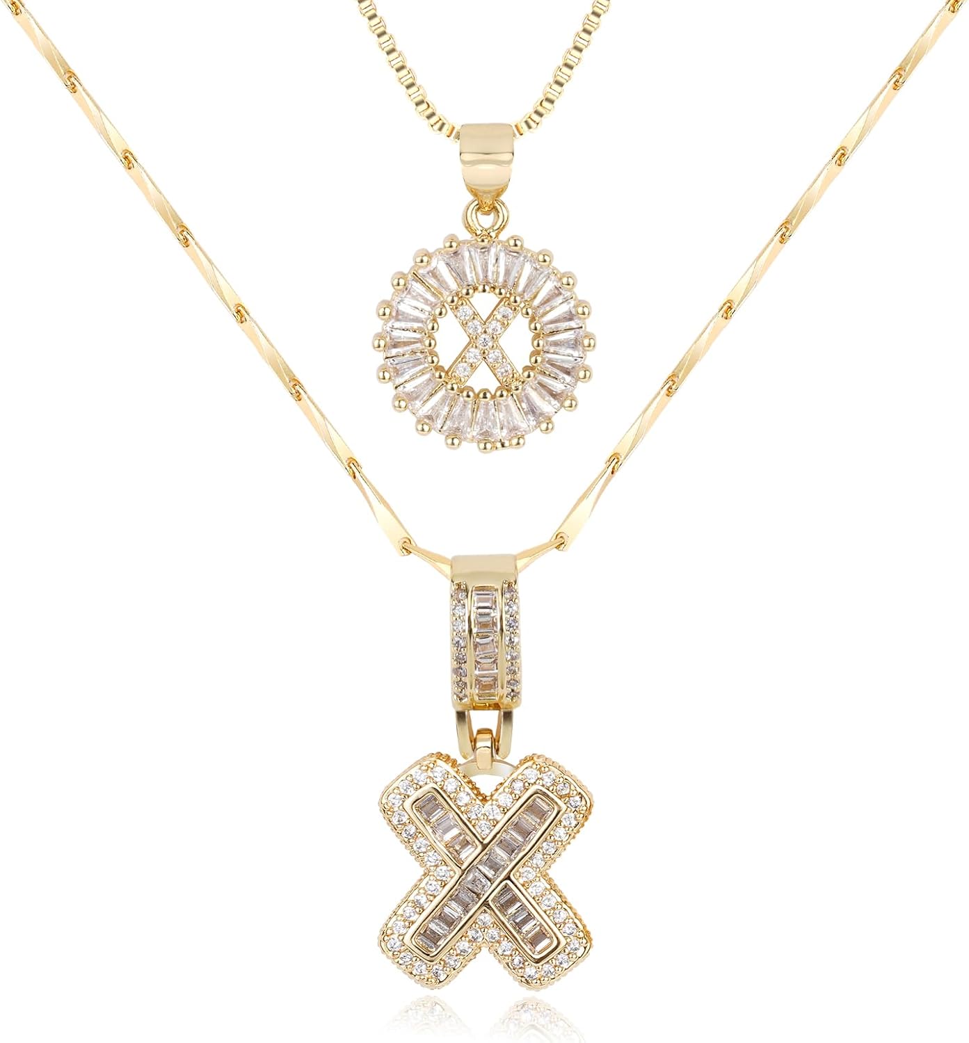 2 Pack -Initial Letter Pendant Necklaces