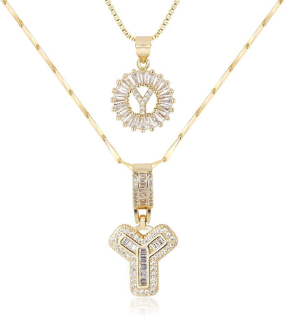 2 Pack -Initial Letter Pendant Necklaces